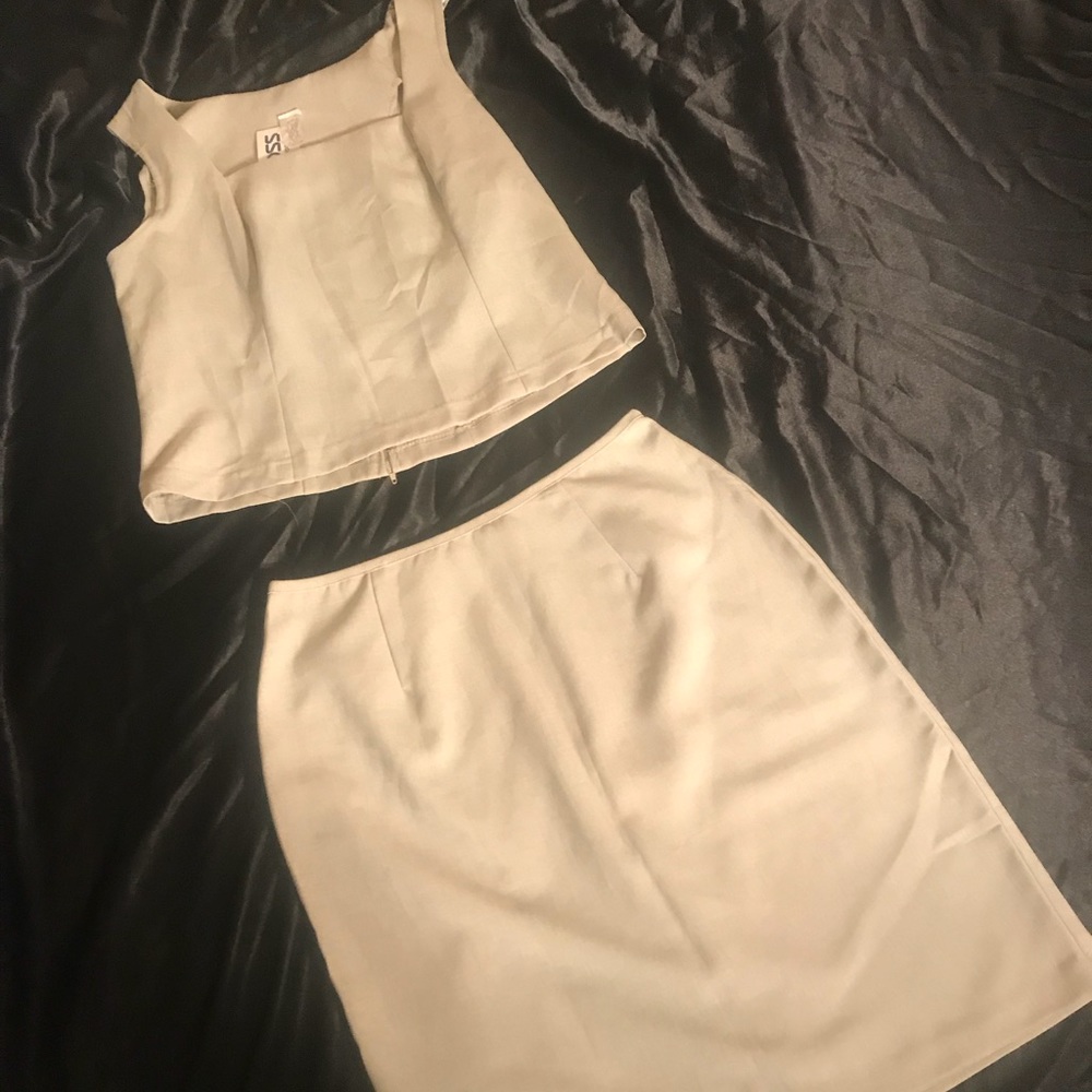 Two piece tan skirt and top